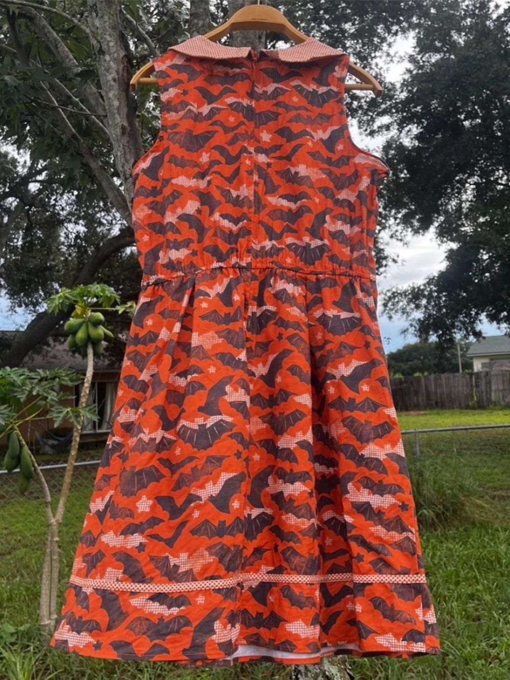 Retrolicious Modcloth Retro Mod Collared Orange Bat Dress XL - Picture 2 of 6